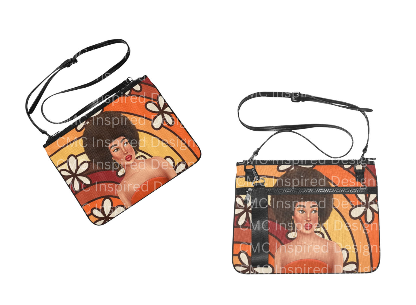 Slim Clutch Bag - Retro Afro Queen Org